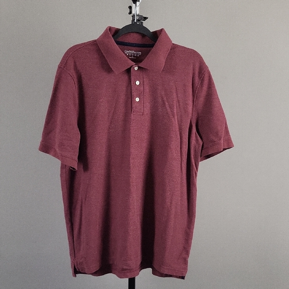 Croft & Barrow Men's Cranberry Polo, Short Sleeve Shirt, Size Large